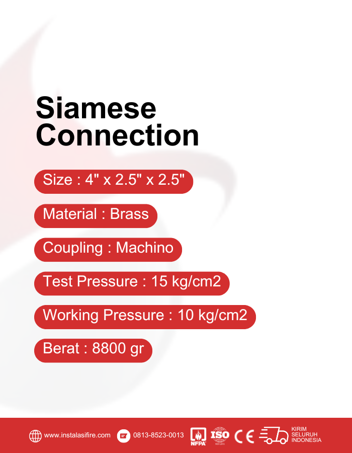 spesifikasi siamese connection machino hydrant