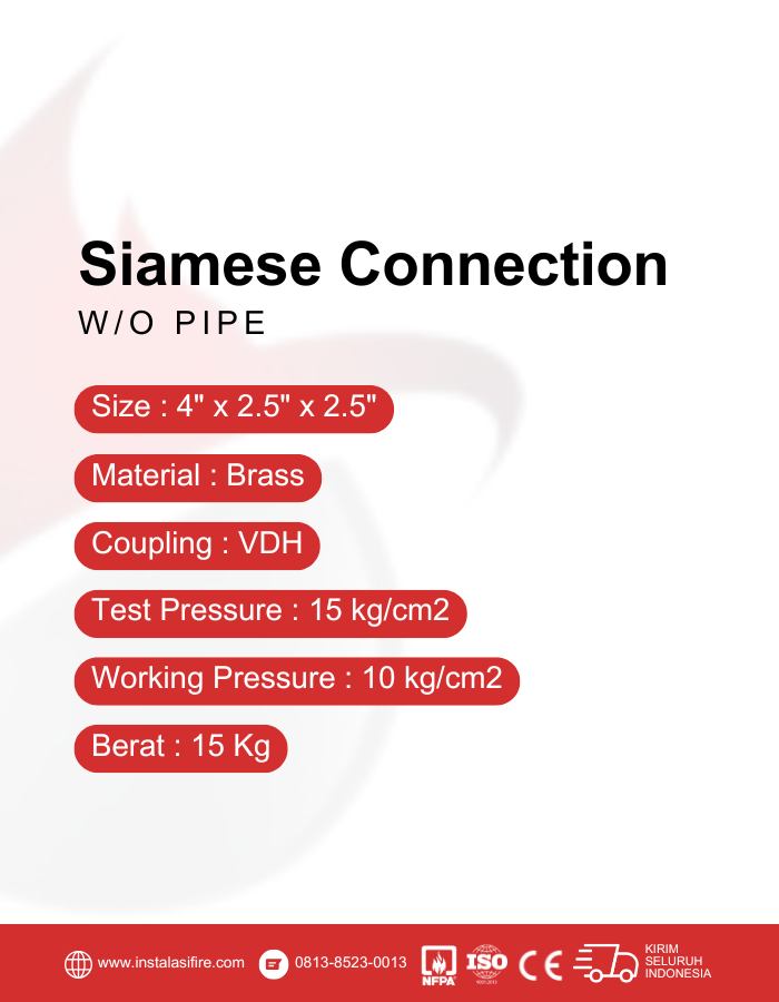 spesifikasi siamese connection VDH pipe hydrant