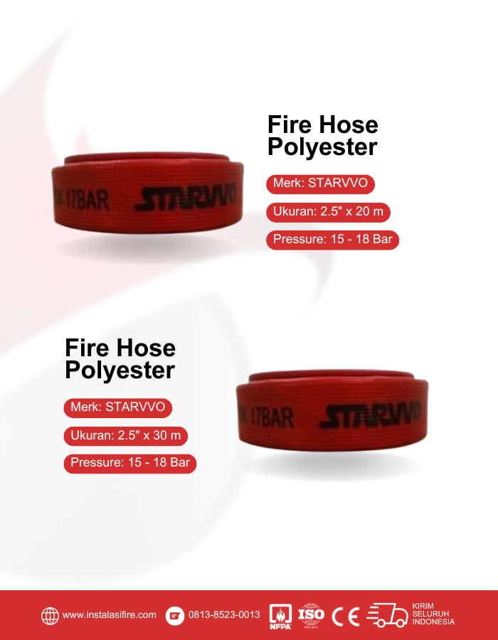 spesifikasi fire hose polyester 2.5 inch